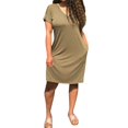 thumbnail image 2 of Robe T-Shirt Décontractée d'Été pour Femmes Col en V Manches Courtes Mi-Longue avec Poches, 2 of 2