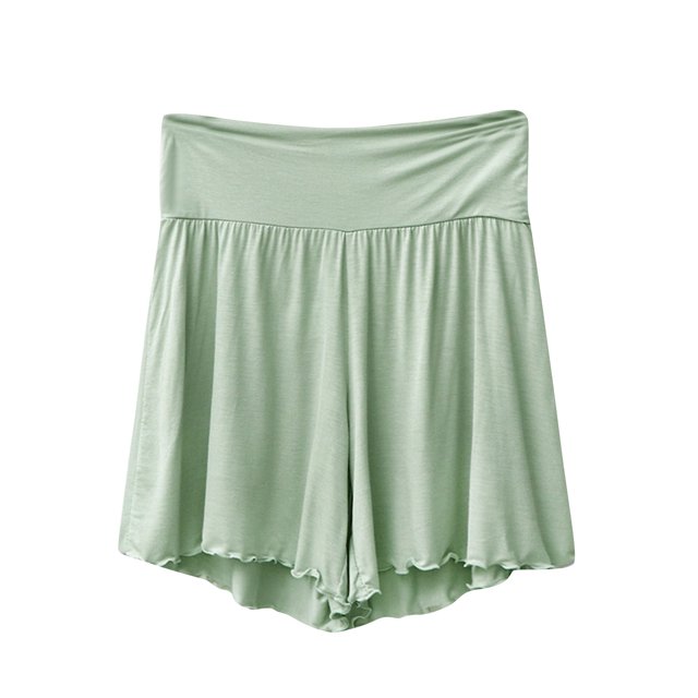 AherBiu Pajamas Shorts for Women Ruffle Wide Leg High Waisted Soft Comfy Sleepwear Bottom Shorts
