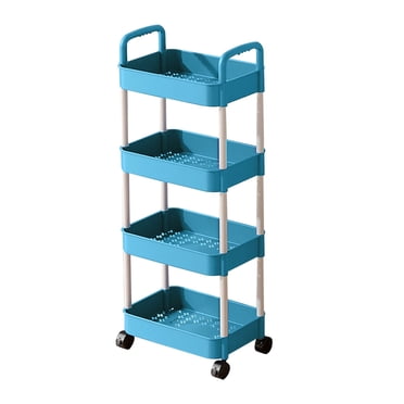 Lksixu Chariot de Rangement à 4 Niveaux sur Roulettes avec Roues - Organisateur en Plastique Multi-Pièces pour Cuisine - Salon - Bureau - Salle de Bain Bacs de Rangement Organisateurs et Rangement