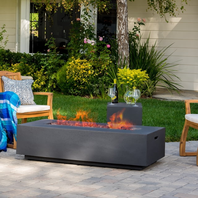 Alar 56" Rectangular MGO Fire Table - Dark Grey - 50,000 BTU with Tank Holder