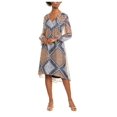 thumbnail image 1 of TAYLOR Robe Midi Hi-Lo à Manches Retroussées en Chiffon Imprimé avec Fermeture Éclair et Col en V pour Femmes, Bleu Marine, Taille 14, 1 of 1