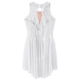 thumbnail image 4 of RUNQHUI Girls' Rhinestones Ice Figure Skating Dress Sleeveless Gymnastics Asymmetrical Competition Dancewear White 14, 4 of 6