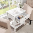 thumbnail image 3 of Gymax Table de Chevet Moderne à 2 Niveaux 2 Pcs avec Tiroir et Tablette Ouverte Blanc, 3 of 6