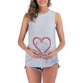 thumbnail image 2 of Woman Round Neck Sleeveless Vest Heat Baby Feet Print Solid Color Maternity Top, 2 of 9