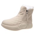 thumbnail image 3 of Bottes d'Hiver Doublées Chaudes Bottines Courtes Bottes de Neige Mode pour Randonnée Randonneur Hiver 35 Beige, 3 of 9