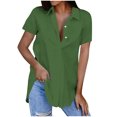 thumbnail image 1 of Birdeem Blouses pour Femmes Mode Décontractée Unie Col Rabattu Manches Courtes Bouton T-Shirt Haut Blouse, 1 of 1