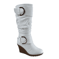 thumbnail image 1 of Bottes Mode pour Femmes à Fermeture Éclair Hauteur Genou, Talon Compensé Décontracté, Chaussures d'Hiver ( Blanc, 6), 1 of 5