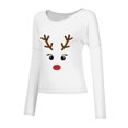thumbnail image 4 of Mode Femme Décontractée Imprimé Col en V T-shirt Manches Longues Ample Blouse Chandail, 4 of 9