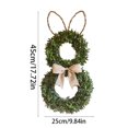 thumbnail image 2 of Easter Bunny Shaped Wreath With Green Leaves And Bow Front Door Hanging Window Display Spring Holiday Decoration Plastic Base, 2 of 7