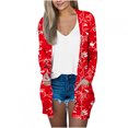 thumbnail image 1 of Pompotops Chemisier Décontracté à Manches Longues Imprimé pour Femmes avec Poche Cardigan Liquidation, 1 of 5