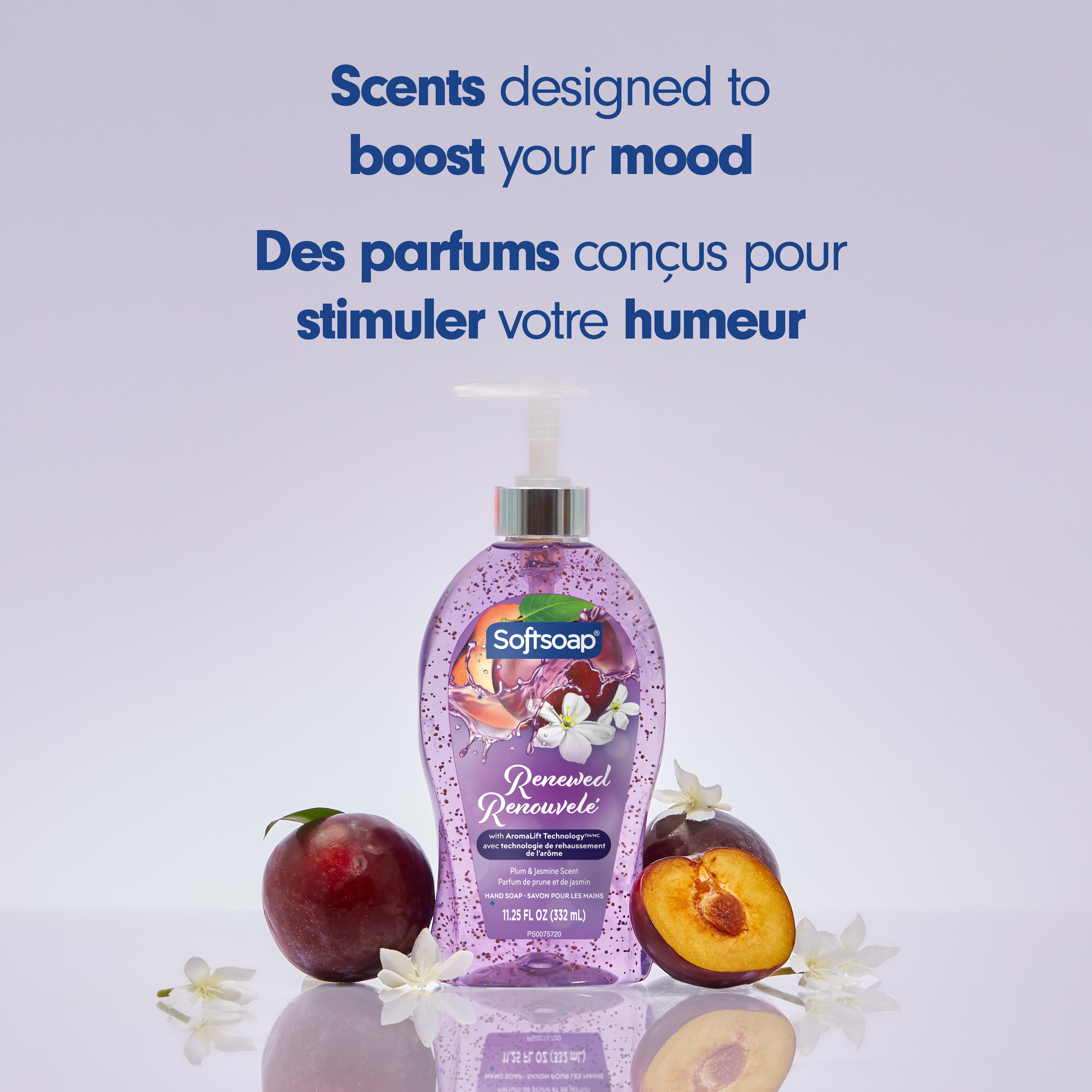Softsoap Savon Liquide pour les Mains Renewed, sans Parabène, Parfum Prune et Jasmin, 332 mL