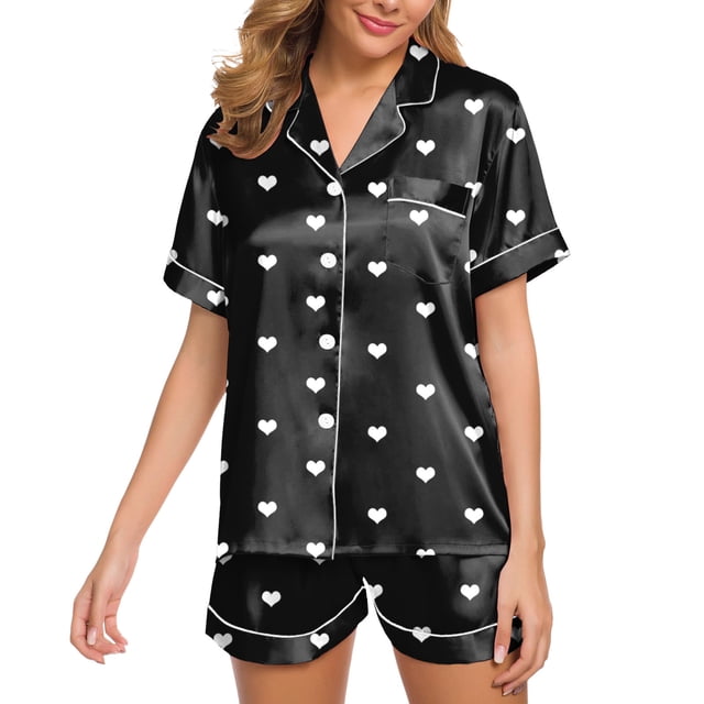 HNMKIU Pyjamas Womens Pajamas Set Two Piece Pj Sets Sleepwear Loungewear Button Down Pj Sets