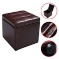 thumbnail image 2 of Costway Pouf Ottoman Cube Boîte de Rangement Siège de Salon Repose-Pieds avec Dessus à Charnière Brun, 2 of 9