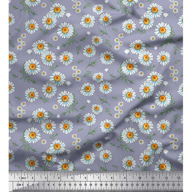 Soimoi Rayon Fabric Leaves & Aster Floral Print Fabric by Yard 56 Inch Wide