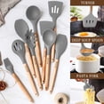 thumbnail image 3 of TopLLC Cooking Non-stick Pan Storage Bucket Wooden Handle Silicone Kitchenware 12-piece Silicone Kitchenware Set Kitchen Gadgets Kitchen Utensils Set, 3 of 5