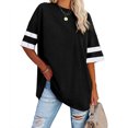 thumbnail image 2 of Chandails à Manches Courtes pour Femmes T-Shirts Surdimensionnés pour Femmes T-Shirts Amples Demi-Manches Col Rond Hauts Color Block Tuniques T-Shirts Surdimensionnés pour Femmes Hauts à Demi-Manches pour Femmes, 2 of 6