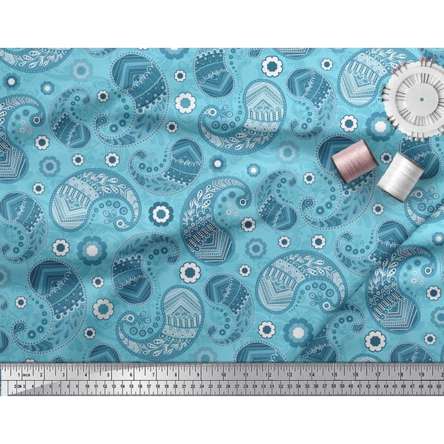 Soimoi Tissu de Velours Imprimé Floral & Paisley par la Cour 58 Pouces de Large