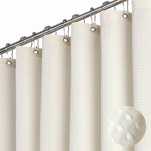 SuxuMhao Waffle Modèle Rideau de douche imperméable,71×71in 1pc Linge de douche Rideau pour salle de bain,Linges de douche avec 12 Crochets en plastique comme un cadeau, Rideaux de douche élégant pour la décoration de salle de bains, Beige léger