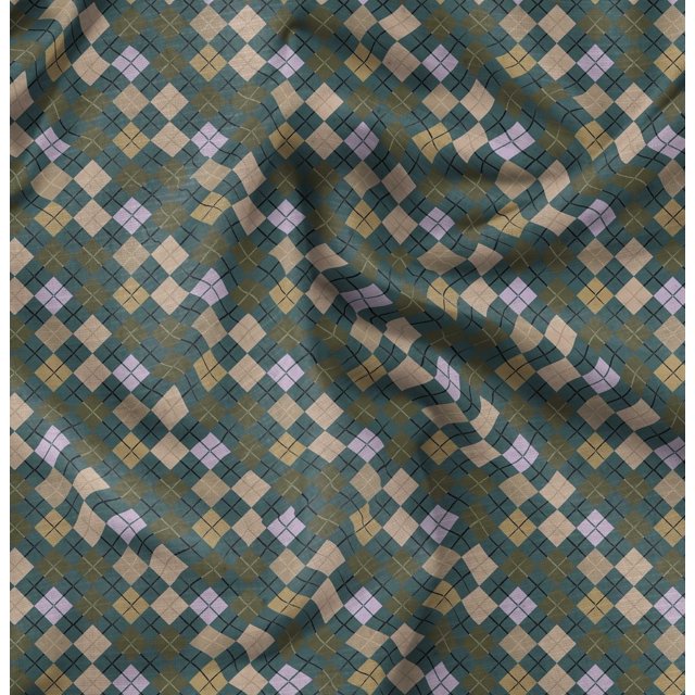 Soimoi Polyester Crepe Fabric Argyle Check Printed Craft Fabric by The Yard 52 Inch Wide