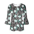 thumbnail image 5 of T-Shirt à Manches Courtes à Col en V à Imprimé Floral pour Femmes Coffee L, 5 of 5