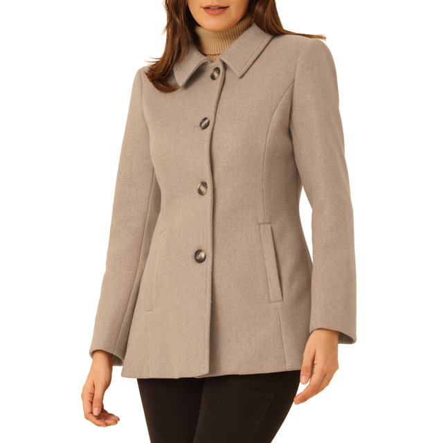 INSPIRE CHIC Manteau à Col Simple pour Femmes Peter Pan m Brun Clair