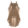 thumbnail image 1 of Robes Style Gothique pour Femmes Grande Taille Mode Robe Midi Corset Manches Longues Évasées Chiffon Fête Élégante, 1 of 5