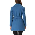 thumbnail image 3 of INSPIRE CHIC Manteau Trench Long pour Femme, Mignon, Col Rabattu, Simple Boutonnage, Ceinturé, S Bleu Foncé Gris, 3 of 6