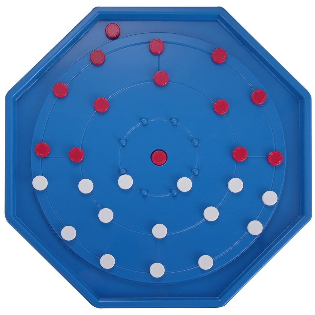 Crokinole & Checkers, Plastic Crokinole Board Game for 2-4 Players, Canadian Classic Dexterity Crokinole Board Game with 28 Red & White Discs, 19’’ Game Board