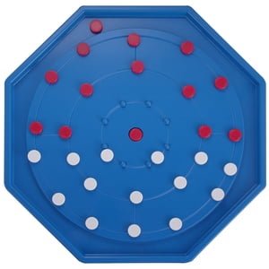 Crokinole & Checkers, Plastic Crokinole Board Game for 2-4 Players, Canadian Classic Dexterity Crokinole Board Game with 28 Red & White Discs, 19’’ Game Board