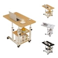 thumbnail image 1 of EastVita Table en C à Hauteur Réglable avec Roues, Table d'Appoint Mobile pour Collation avec Planche à Dessin Inclinable, Support de Canapé, de Chevet et d'Ordinateur Portable, Plateau Télé en Forme de C avec Étagères de Rangement, Noyer, 80 x 40 cm, 1 of 3