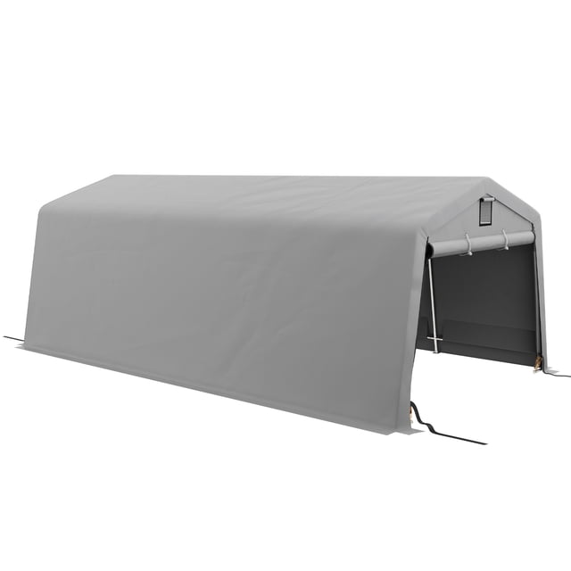 Outsunny 11' x 20' Portable Garage Carport with Ventilation Windows, Grey
