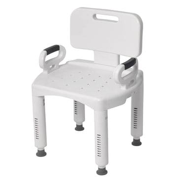 Drive Medical White Premium Series Shower Chair with Back and Arms