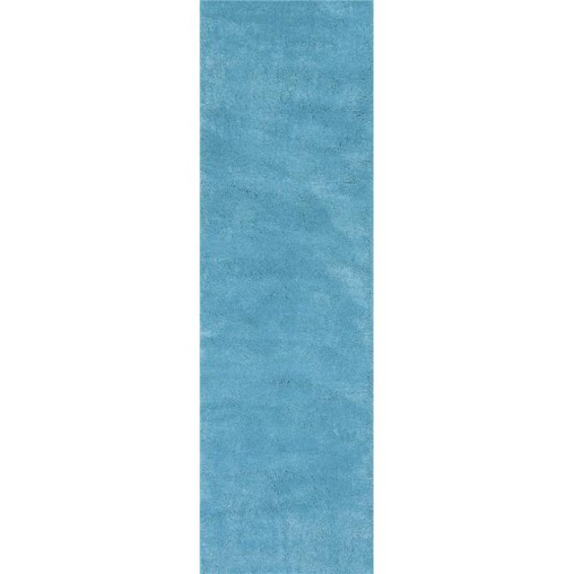 HomeRoots 353882 2 ft. 3 in. x 7 ft. 6 in. Runner Polyester Highlighter Blue Area Rug