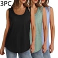 thumbnail image 2 of Plebaso Lot de 3 Débardeurs pour Femmes Décontractés d'Été Sans Manches Amples Col Rond T-Shirts Basiques pour Dames, 2 of 7