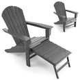 thumbnail image 2 of Costway Chaise Adirondack de Patio Extérieur en HDPE, Siège de Plage avec Ottoman Rétractable, Gris, 2 of 9