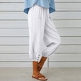 thumbnail image 4 of DPTALR Women Summer Casual Loose Bandage Button Pocket Solid Trousers Capris Pants, 4 of 6