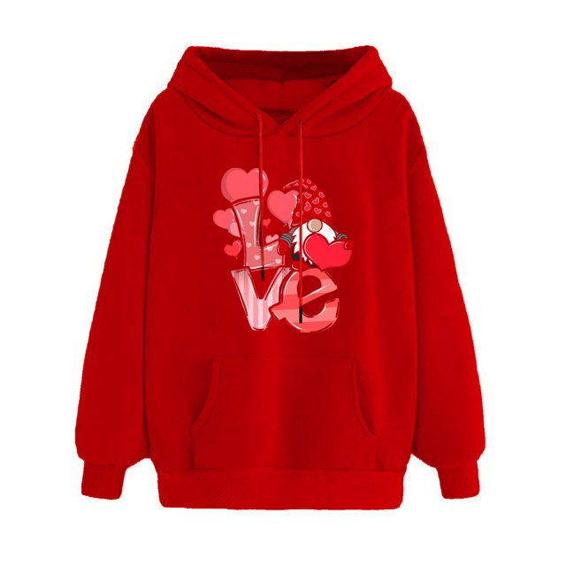 Sweat-shirt en Molleton à Manches Longues Imprimé Saint-Valentin pour Femme