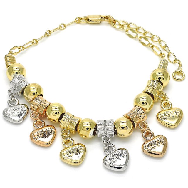 Quintessential – Bracelet à breloque Cœur plaqué or 14 cts