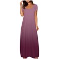 thumbnail image 1 of fatyb Robes Maxi à Manches Courtes pour Femmes Col Ras du Cou Décontractées Longues Robes Imprimées Robes T-Shirt d'Été, 1 of 5