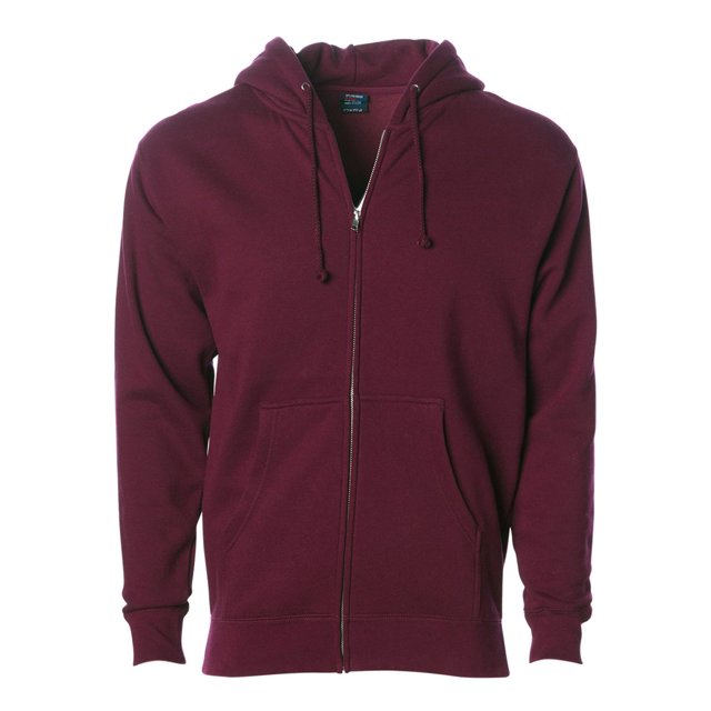 Independent Trading Co. Heavyweight Full-Zip Hooded Sweatshirt, 2XL, Maroon