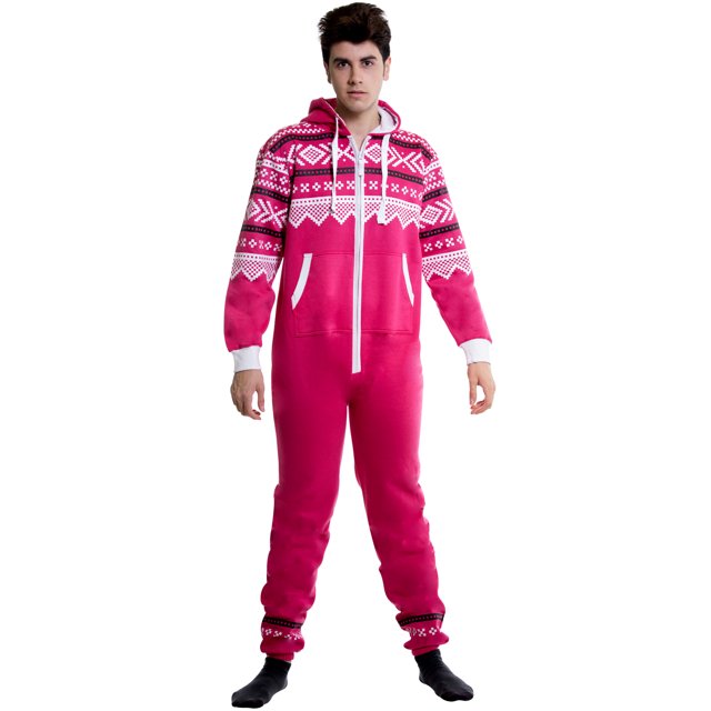Mens Fashion Adult Jumpsuit One Piece Non Footed Pajamas