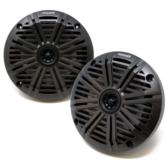 KICKER KM614 6.5"" OEM Replacement Marine Speakers with Charcoal Salt Water Grills - 1 Pair 2 Speakers