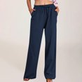 thumbnail image 2 of FNFYFH Clearance Women's Linen Pants for Summer Breathable Solid Color, 2 of 9