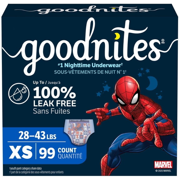 Goodnites Boys Nighttime Bedwetting Underwear, XS (28-43 lbs), 99 Count (Select for More)