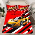 thumbnail image 2 of YST Race Car Bed Sheets Set Queen Size 4pcs, Racing Sports Printed Soft Sheet Set, Cool Speed Vehicles Kids Teens Bedding For Bedroom, Black Yellow Checkerboard Lightweight Bedding Set, 2 of 5