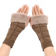 thumbnail image 1 of 1 Paire de Gants pour Femmes Motif Triangle Demi-Bras Gants Automne Hiver Tricot Extensible Sans Doigts pour Extérieur, 1 of 10