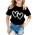 thumbnail image 1 of MIASHUI T-Shirt d'Été Décontracté à Manches Courtes et Col Rond pour Filles avec Imprimé Graphique Mignon, Noir, 9-10 Ans, 1 of 5