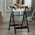thumbnail image 2 of HOMCOM Workbench Wood Cutting Sawhorse With Movable Pegs, 2 of 10