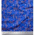 thumbnail image 1 of Soimoi Blue Poly Georgette Fabric Diamond Geometric Printed Craft Fabric by the Yard 42 Inch Wide, 1 of 5
