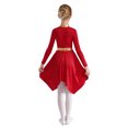 thumbnail image 3 of RUNQHUI Robe de Danse pour Filles Enfants Patchwork Métallique Ourlet Asymétrique Culte Église Rouge 10, 3 of 7